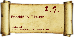 Prodán Titusz névjegykártya